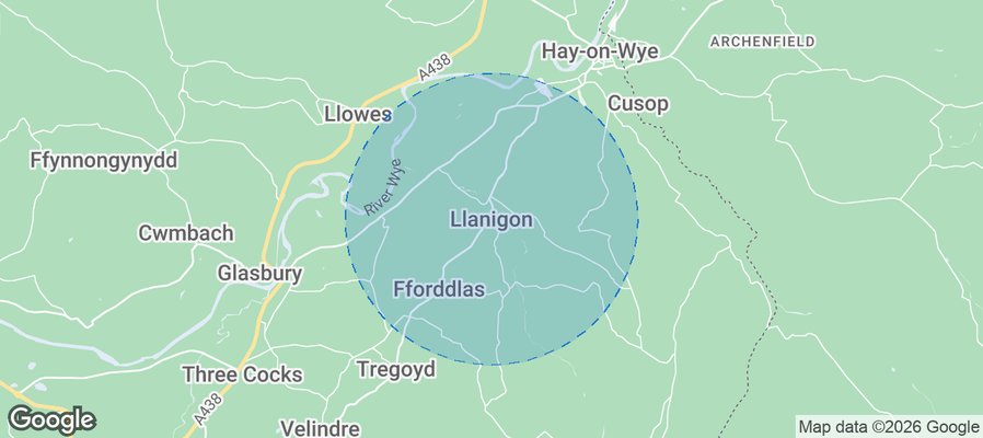 Llanigon Airbnb map